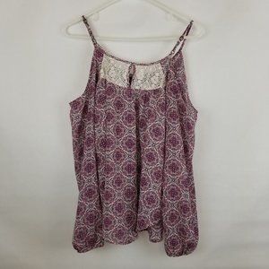 Rewind Spaghetti Strap Blouse Size M Burgandy/Cream